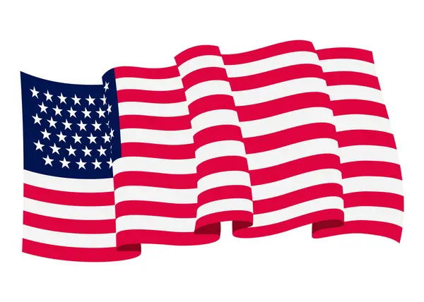 Viftar Med Flaggan Amerikansk Flagga Vit Bakgrund Nationell Flagga Viftande Stockillustration