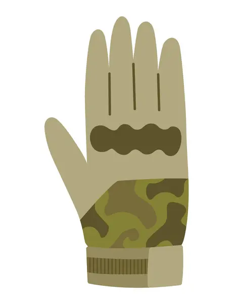 兵士のための装備 ウッドランドのカモフラージュスタイル 孤立したアイコン 隔離された手袋 フラット漫画 ベクターイラスト ストックベクター