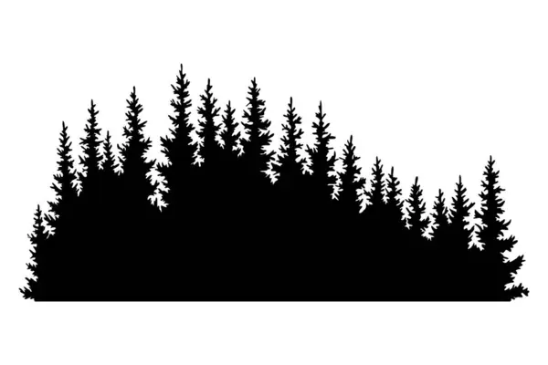 Fir Trees Silhouette Coniferous Spruce Horizontal Background Pattern Black Evergreen — Stock Vector