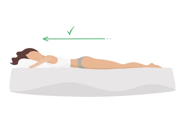 Correct Sleeping Body Posture Healthy Sleeping Position Spine Orthopedic Mattress Stock Illustration