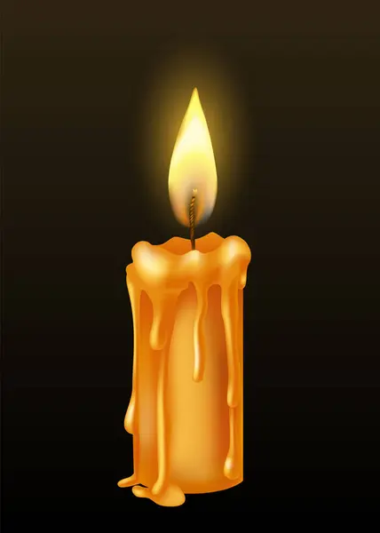 Brennende Kerze Mit Tropfendem Oder Fließendem Wachs Gelbe Kerze Mit Stockvektor