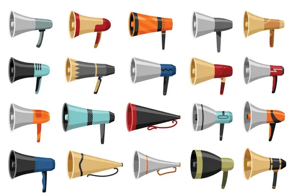 Megaphone Icon Set Amplify Your Message Bold Attention Grabbing Graphic Vettoriali Stock Royalty Free