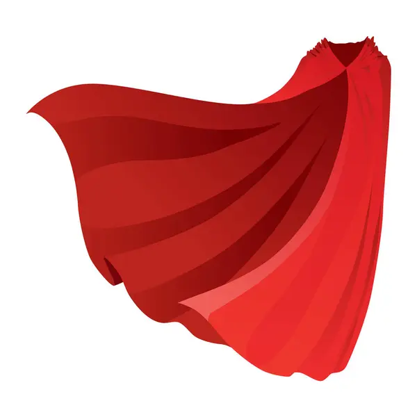 Capa Roja Superhéroe Vista Tela Escarlata Seda Traje Manto Ilustración Gráficos Vectoriales