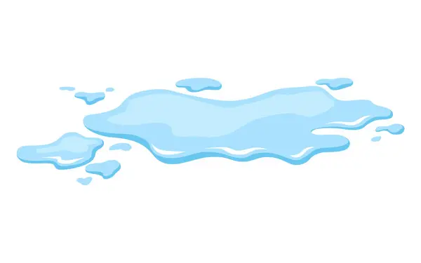 Λακούβα Από Νερό Μπλε Υγρό Σχήμα Επίπεδο Στυλ Κινουμένων Σχεδίων Εικονογράφηση Αρχείου