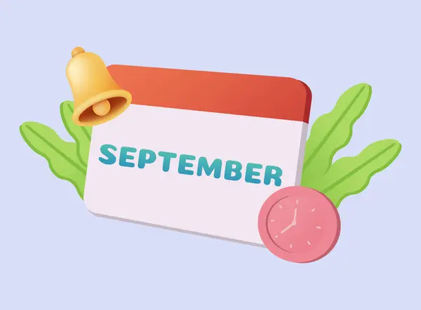 Kalendersymbol September Tagesplaner Veranstaltungskalender Arbeitsplanungskonzept Cartoon Einfache Vektorillustration Stockvektor