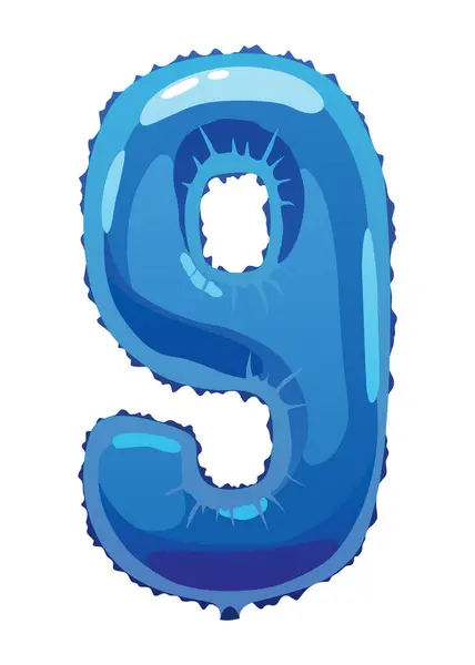 Номер Блакитних Кульок Гелію Реалістичний Елемент Дизайну Числовий Характер Вечірка Ліцензійні Стокові Вектори