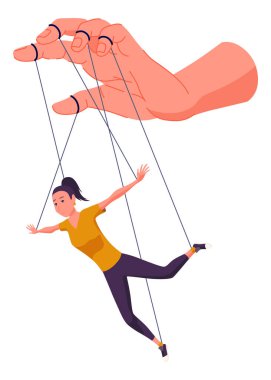 Kuklacı el kontrol kuklası. İş kadını ya da kukla ustası tarafından kontrol edilen işçi. Kadını kukla gibi kullanıyor. İşveren hakimiyeti sömürüsü veya otorite manipülatörü.