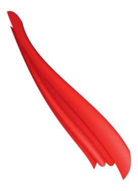 Kadın süper kahraman siluet kostüm elementi. Kırmızı kumaş ipek pelerin. Mantle kostümü ya da çizgi film vektör çizimi.