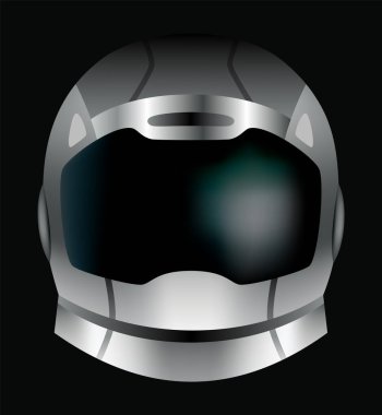 Astronot miğferi, kozmosta uzay keşfi ve uçuş için camlı gerçekçi kozmonot maskesi. Uzaylı başını korumak için kısmen uygun. İzole vektör illüstrasyonu.