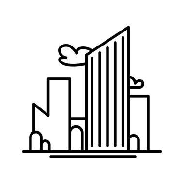 Şehir binaları çizgisi ikonu. Ofis binası, apartman dairesi, iş alanı. Şehir hayatı konsepti. Şehir, büyük şehir, mimari veya logo gibi konular için kullanılabilir.