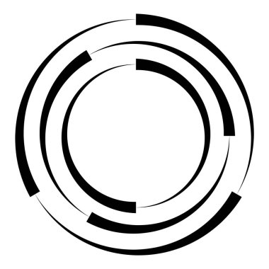 Yarım tonluk hız çizgileri çemberi. Geometrik sanat daire şeklinde. Yuvarlak girdap hareketi sembolü. Yarım tonluk dairesel çerçeve. Vektör tasarım ögesi.