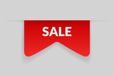 Köşe ya da kurdele ikonu. Kırmızı afiş, fiyat etiketi. Promosyon kartı, özel teklif etiketi. İndirim ve fiyat teklifi konsepti. Vektör etiketi şablonu.