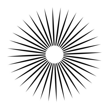 Havai fişek patlaması. Retro el kıvılcımı. Patlama ya da ışık ışınları, doğrusal çizim. Vektör el çizimi izole edilmiş tasarım ögesi.