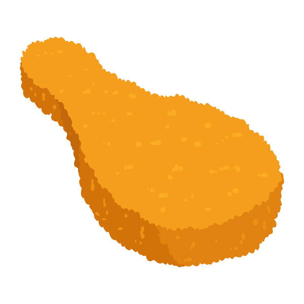 Жареная курица. Хрустящая куриная барабанная палочка на белом фоне. Мбаппе в карикатурном стиле. Свежий фаст-фуд.