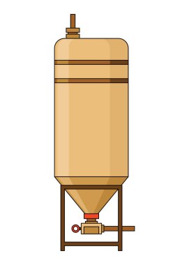 Bira fabrikası. Antika bira makinesi konsepti. Bira yapma süreci ekipmanı, oyun için uygun makine sembolü, bilgi ya da kitap baskısı. İzole vektör illüstrasyonu.