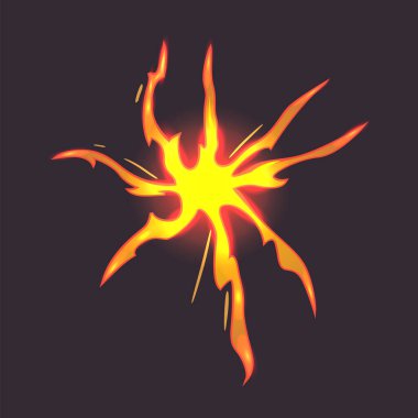Çizgi film yangın oyunu etkisi. ui tasarımı için sıcak alev çizgi romanı çizimi. Tehlikeli, yanıcı saldırı timi. Isı izi ile izole edilmiş ateş gücü..
