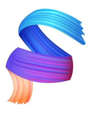 Fırça darbesi çok renkli bir doku. Fırça kurdelesi beyazda izole edilmiş. Soyut renkli dalga akışı. Suluboya izi veya soyut renkli karikatür vektör çizimi.