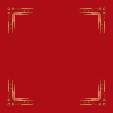 Art deco çerçeve. Klasik tarzda sanatsal grafik desen. Süslü düğün davetiyesi. Geometrik vektör kenarı.