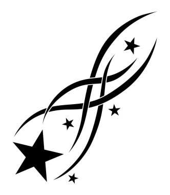 Kayan yıldız ikonu. Meteor ya da kuyruklu yıldız düşüyor. Kuyruklu yıldız kuyruğu veya yıldız izi çizimi beyaz arkaplanda izole edildi.