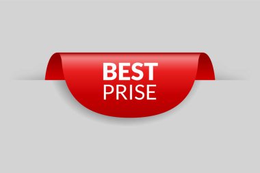 Köşe ya da kurdele ikonu. Kırmızı afiş, fiyat etiketi. Promosyon kartı, özel teklif etiketi. İndirim ve fiyat teklifi konsepti. Vektör etiketi şablonu.