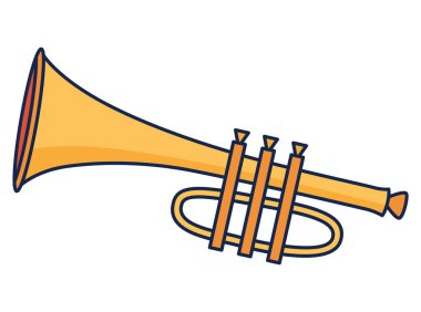 Müzikal tema ve kavramlar için ideal olan bir trompetin çarpıcı ve canlı sarı çizimi