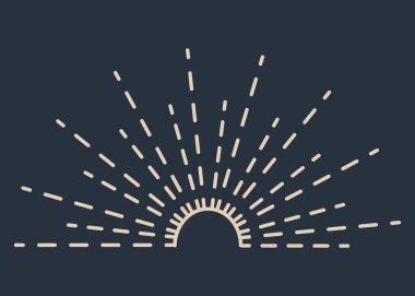 Havai fişek patlaması. Retro el kıvılcımı. Patlama ya da ışık ışınları, doğrusal çizim. Vektör el çizimi izole edilmiş tasarım ögesi.