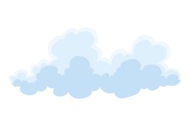 Bulut simgesi. Soyut beyaz bulanıklık simgesi. Düz şekilli şekiller. Vektör bulutlu tasarım ögesi.