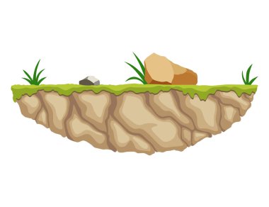 Eğlence ve heyecan vaat eden bir fantezi platformu için yüzen ada tasarım unsuru.