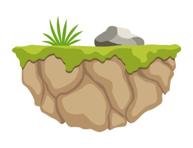 Eğlence ve heyecan vaat eden bir fantezi platformu için yüzen ada tasarım unsuru.