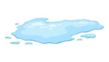 Su birikintisi. Düz çizgi film şeklinde mavi sıvı şekil. Temiz sıvı damlası tasarım elementi beyaz arkaplanda izole.