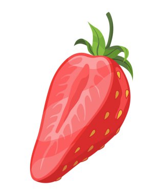 Canlı ve renkli bir çilek çeşitli hoş şekillerde sunulur, yemek tasarımları için idealdir.