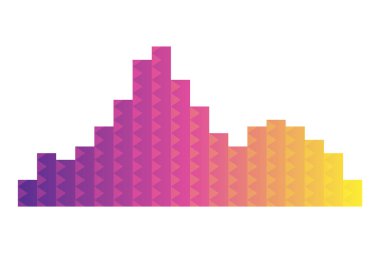 Renkli ses dalgası. Ses dijital dengeleyici teknolojisi, müzikal darbe vektör illüstrasyonu. Ses çizgisi dalga formu ya da ses düzeyi sembolü. Eğimli radyo dalgası.