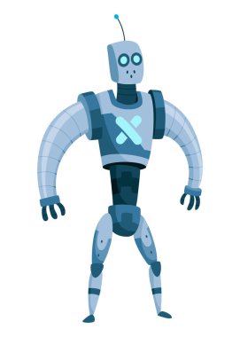 Mavi robot çeşitli animasyonlar ve yenilikçi teknoloji projeleri için mükemmel bir açısal tasarıma sahip.