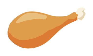 A detailed pixel art illustration showcasing a vibrant chicken leg against a clean, white background that enhances its visual appeal clipart