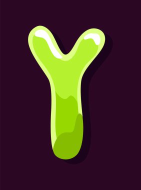 Jöle renkli Y harfi. Yumuşak, parlak, çok renkli şeker yazı tipi. İzole edilmiş tatlı alfabe, lolipop ya da marmelat ABC. Vektör illüstrasyonu