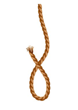 Püsküllü iple asılıyor. Denizcilik ipliği ya da deniz dikey ipliği. Beyaz arka planda izole edilmiş halata asılı tekstil püskülleri. Vektör illüstrasyonu.