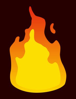 Canlandırma perisini ateşleyin. Kırmızı ve turuncu ateş. Oyun animasyonu için sıcak alev öğesi. Çizgi film tarzında vektör simgesi.