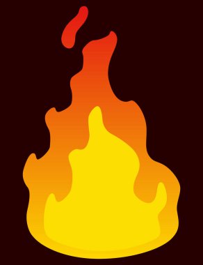 Canlandırma perisini ateşleyin. Kırmızı ve turuncu ateş. Oyun animasyonu için sıcak alev öğesi. Çizgi film tarzında vektör simgesi.