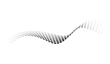 Noktalı yarım ton dalgaları. Dalgalı çizgiler deseni. Soyut sıvı şekiller, dalga etkisi noktalı doku. Yarım tonluk dairesel noktalı eğri dokular beyaz arkaplanda izole edilmiş.