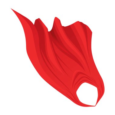 Süper kahraman kırmızı pelerin. Kırmızı kumaş ipek pelerin. Mantle kostümü ya da çizgi film vektör çizimi.