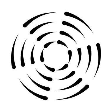 Yarım tonluk hız çizgileri çemberi. Geometrik sanat daire şeklinde. Yuvarlak girdap hareketi sembolü. Yarım tonluk dairesel çerçeve. Vektör tasarım ögesi.