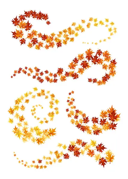 Sonbahar tasarım elementi bırakır. Sonbahar renkli akçaağaç beyaz arkaplanda sınır bırakır. Vektör illüstrasyonu.