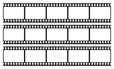 Film şeridi, uzun grunge film şeridi, eski klasik film makaraları, vektör sinema videosu veya fotoğraf kaseti. Grunge uzun film şeridi ya da kamera negatif rulo şeffaf arka plan.