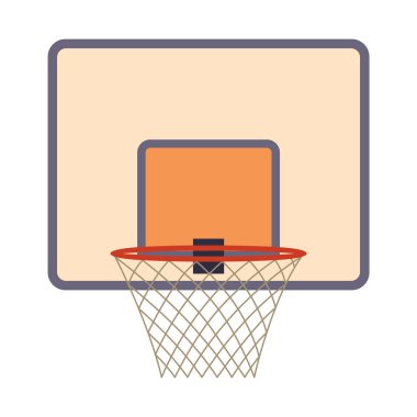 Basketbol unsuru. Oyun ekipmanları, basketbol potası. Profesyonel spor için bir şeyler çal. Çizgi film düz vektör çizimi beyaz arkaplanda izole edildi.