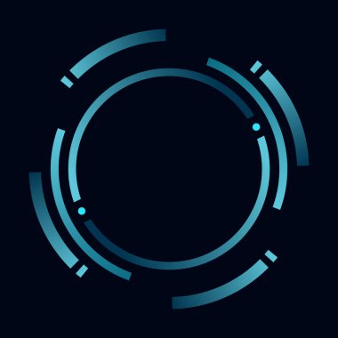 Hud yuvarlak çerçeve veya sınır, dijital ui oyun arayüzü için bilim kurgu dairesel neon element. Fütürist veri UI görüntüleme düğmesi. Hedef kontrol hedefi ve navigasyon için vektör radarı.
