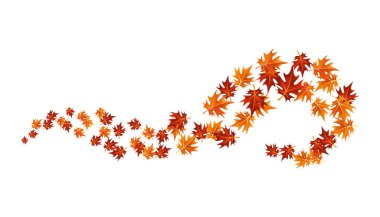 Sonbahar tasarım elementi bırakır. Sonbahar renkli akçaağaç beyaz arkaplanda sınır bırakır. Vektör illüstrasyonu.