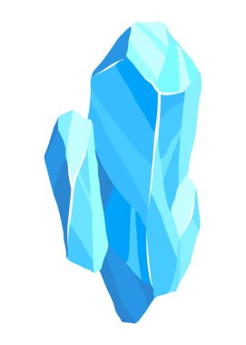 Buz kristali, buzdağı parçalanmış buz sarkıtı, buz kütlesi buz dağı, çizgi film çizimi için kış manzarası..