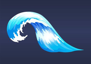 Deniz dalgası. Mavi su okyanus dalgası, deniz sörfü dalgaları, dalgalar deniz fırtınası, tsunami, gelgit şekli, su hareketi sprey izole vektör çizimi..