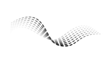 Noktalı yarım ton dalgaları. Dalgalı çizgiler deseni. Soyut sıvı şekiller, dalga etkisi noktalı doku. Yarım tonluk dairesel noktalı eğri dokular beyaz arkaplanda izole edilmiş.