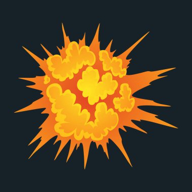 Patlama animasyonu. Patlama etkisi için animasyon. Oyun için çizgi film animasyonu. Patlama etkisi. El çizimi vektör illüstrasyonu.